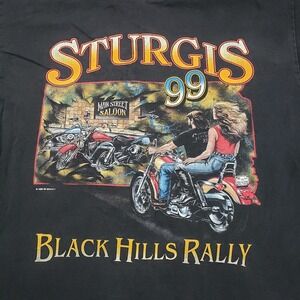 Vintage Sturgis Shirt Mens Large Black Tultex Short Sleeve Motorcycle Black Hill